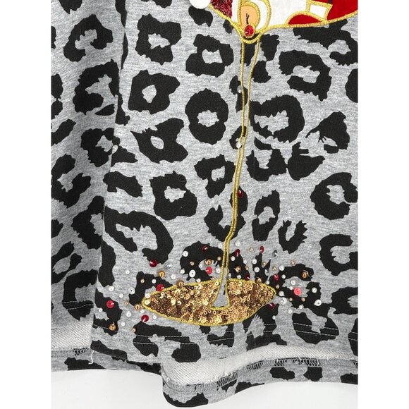 Berek Studio Womens Leopard Print Long Sleeve Tunic With Sequins & Santa Appliqu - Picture 4 of 7